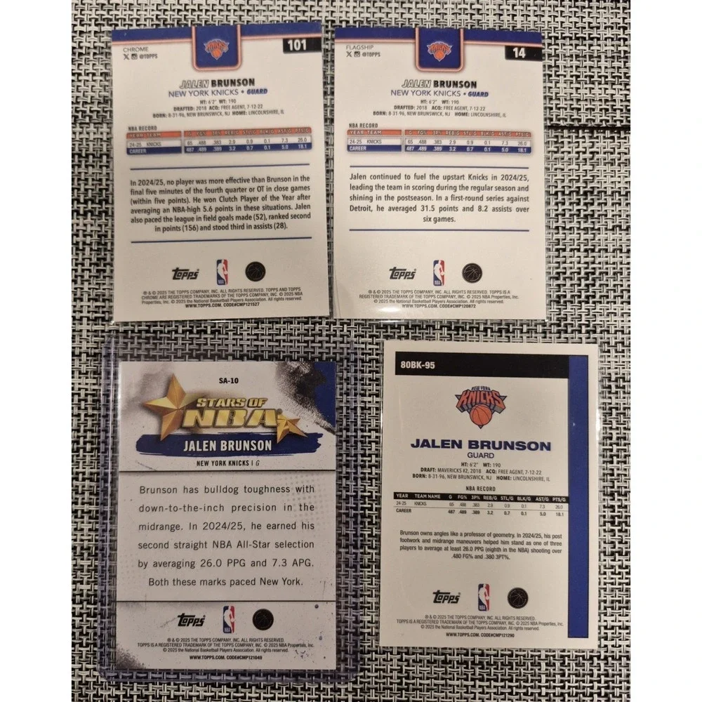 Jalen Brunson 10‎ Card Lot Topps And Panini Raywave Diamante My House Refractors
